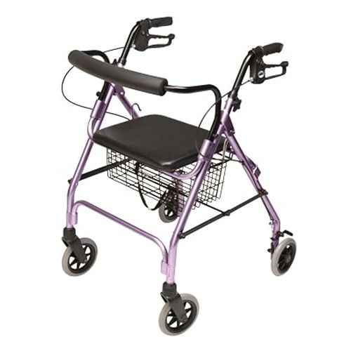 The Lumex Walkabout Lite Rollator is a lightweight walker weighing only 14.5 pounds, making it easy to use and transport. It features a comfortable seat that allows users to rest whenever needed. The walker also comes equipped with large 6-inch wheels, providing stability and easy maneuverability on various surfaces.
