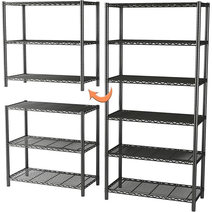 The 6-Shelf Shelving Unit is a versatile and durable storage solution that can be easily transformed into two separate 3-shelf units. Made from heavy-duty steel wire, this shelving unit is adjustable to accommodate different storage needs and has a loading capacity of 350 lbs per shelf. Measuring 71.