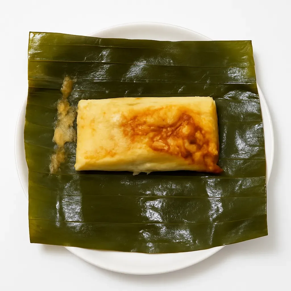 Delve into the savory and authentic flavors of Mexico with these traditional tamales wrapped in banana leaves. These tamales feature a smooth masa dough enriched with chicken broth and aromatic spices, enveloped around tender shredded chicken and a vibrant red chili sauce.