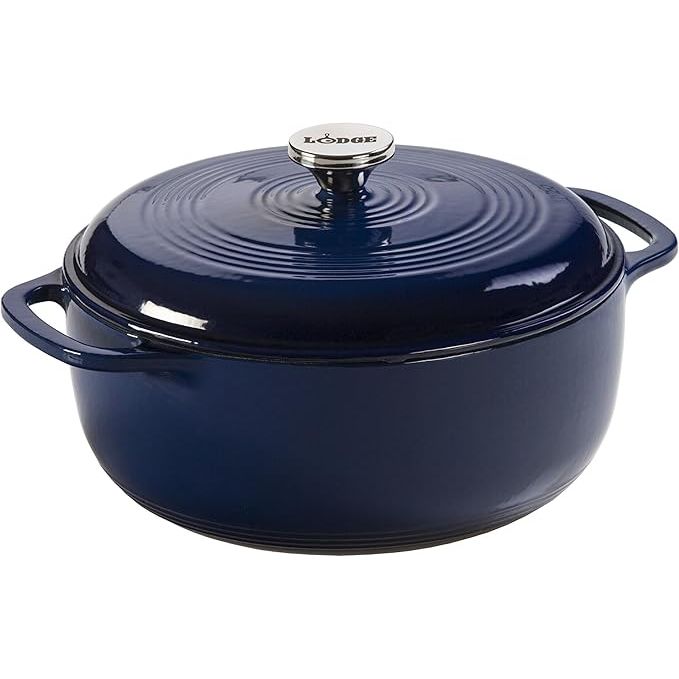 The Lodge 6 Quart Enameled Cast Iron Dutch Oven with Lid is a versatile and durable cooking vessel that can be used for a variety of cooking techniques. It is made of enameled cast iron, which provides even heat distribution and excellent heat retention, making it ideal for slow cooking, braising, and baking.