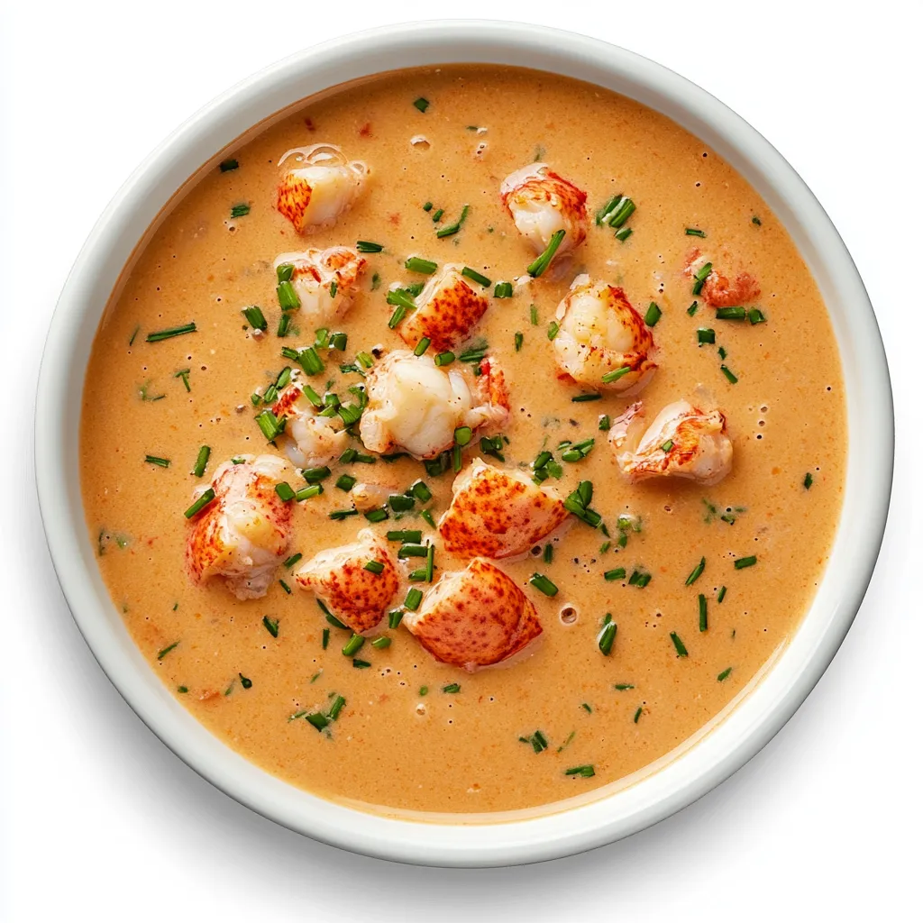 Boston Lobster Bisque is a luxurious and creamy seafood soup that epitomizes comfort and elegance. This velvety bisque is enriched with the ocean's sweetness, featuring succulent lobster meat, a robust lobster stock, and a smooth blend of heavy cream and fragrant cognac.