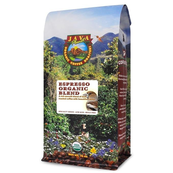 Java Planet Espresso Blend Organic Coffee Whole Beans is a premium coffee blend that is certified organic and made from 100% Arabica beans. This blend is specifically crafted for espresso lovers, with a smooth and full-bodied flavor profile that is perfect for creating rich and delicious espresso shots.