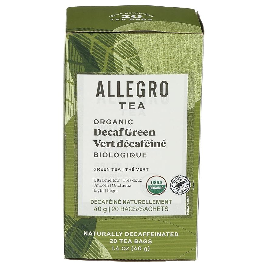 Allegro Tea is a popular brand known for its high-quality, organic tea products. Their Organic Decaf Green Tea Bags are a perfect choice for those looking for a caffeine-free option that still provides all the benefits of green tea. Each box contains 20 individual tea bags, making it convenient for on-the-go or at-home brewing.