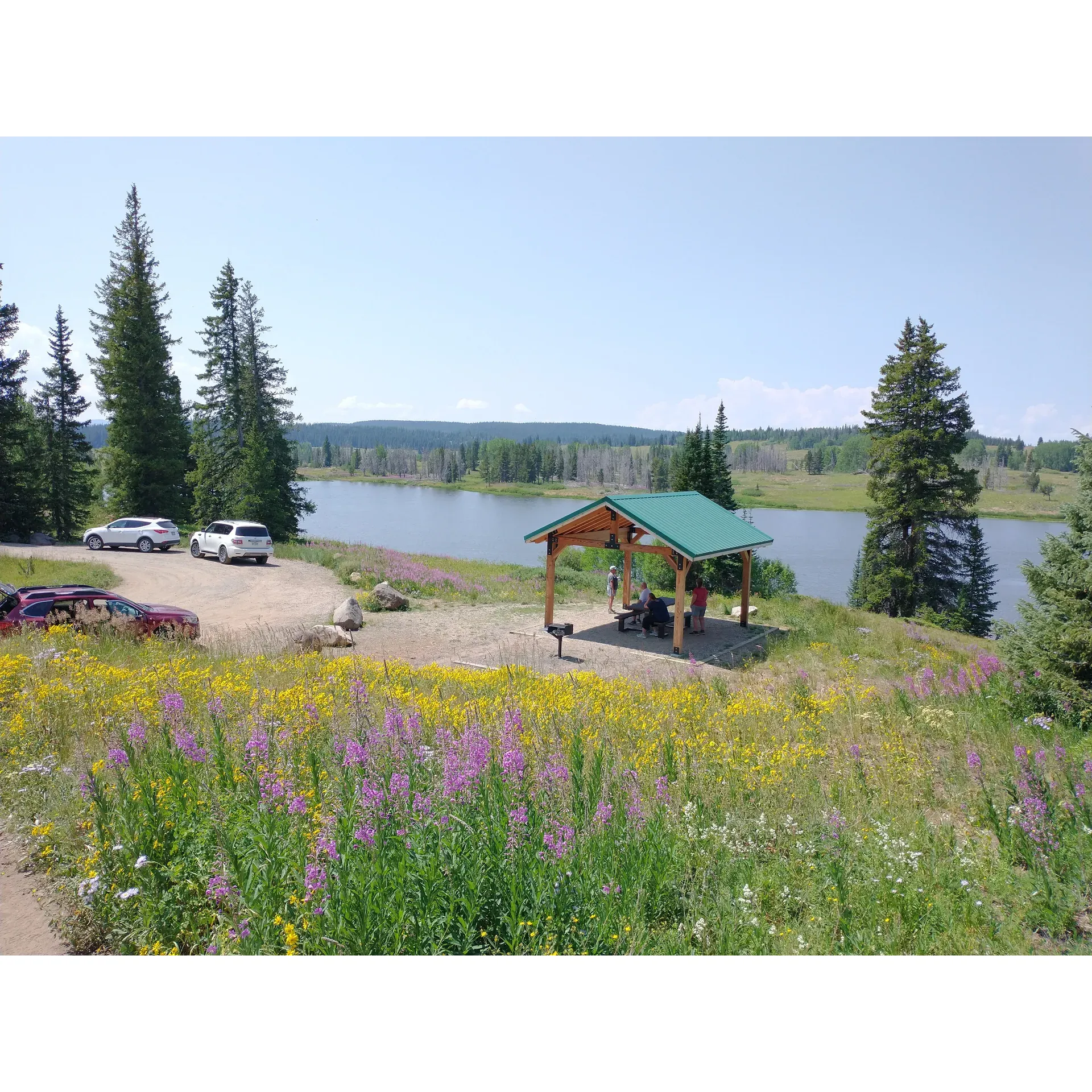 Dumont Lake Picnic Site emerges as an idyllic outdoor retreat ideal for those looking to enjoy a picturesque day out in the embrace of nature. With its panoramic views and tranquil ambiance, this scenic locale provides a perfect backdrop for leisurely picnics or invigorating day hikes. Facilities are thoughtfully provided to enhance visitor experiences, including well-maintained bathrooms and ample picnic tables for a comfortable sojourn.

Visitors are welcome to immerse themselves in the charm of the great outdoors with a nominal $5 day pass fee, ensuring that this beautiful area remains preserved and accessible for everyone's enjoyment. The site has also garnered acclaim as a fabulous destination for specialized outings such as the State Master Gardeners pre-conference field trip, highlighting its appeal to those with a passion for horticulture and nature.

Capturing the essence of the season, stunning photos taken in late July showcase the natural allure of Dumont Lake Picnic Site, where the cool, refreshing waters provide a serene escape during warmer days. The area is a haven for biodiversity, with an array oasis of wildflowers that burst into a riot of colors, sure to delight and inspire nature lovers and photographers alike. Whether seeking a peaceful retreat or an opportunity to connect with nature, Dumont Lake Picnic Site promises an array of enjoyable outdoor experiences for all its visitors. Description by ChatGPT.