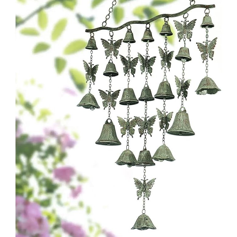 Butterfly Wind Chimes for Outside are a popular outdoor decorative item that adds charm and tranquility to any garden, patio, or porch. These wind chimes feature beautiful butterfly designs and are strung with large verdigris-finished chimes made of durable metal.