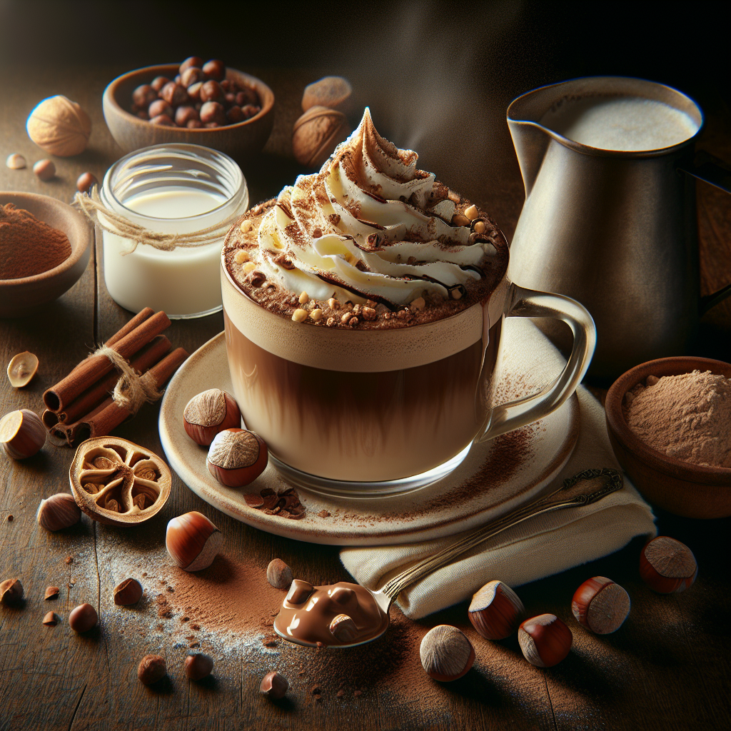 Hazelnut Mocha is a rich and indulgent beverage that combines the robust flavors of coffee and chocolate with the sweet, nutty essence of hazelnuts. It's an ideal drink for those who enjoy a sweet, comforting coffee treat.