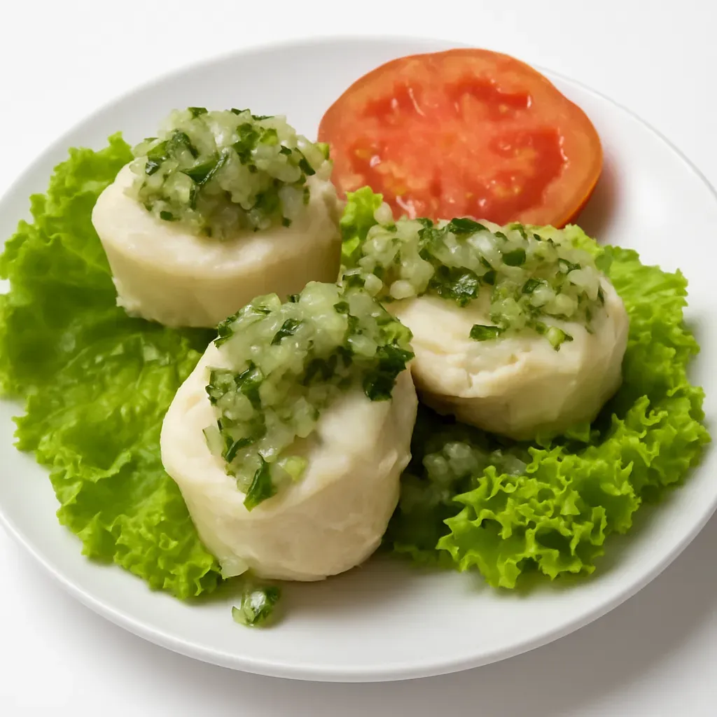 A traditional Chilean delicacy featuring fresh abalone served with a vibrant green sauce, perfect for special occasions.