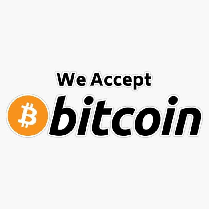 The We Accept Bitcoin Sticker Vinyl Bumper Sticker Decal is a waterproof sticker that measures 5 inches in size. It is made of high quality vinyl material that is durable and long-lasting, making it suitable for outdoor use on vehicles, laptops, water bottles, and more.