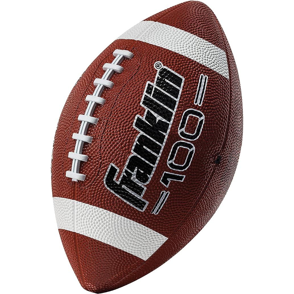 The Franklin Sports Kids Junior Football is a peewee size rubber football designed for youth players. It features the Grip-Rite 100 technology, which enhances grip and control for young athletes. This makes it easier for kids to throw, catch, and kick the football with confidence.