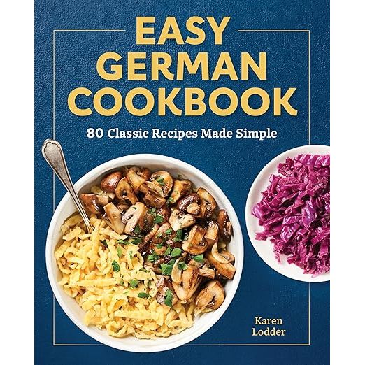 The Easy German Cookbook: 80 Classic Recipes Made Simple, by Karen Lodder, is a collection of traditional German recipes made easy for home cooks. The cookbook features 80 classic dishes from Germany, including popular dishes like sauerkraut, schnitzel, spaetzle, and Black Forest cake.