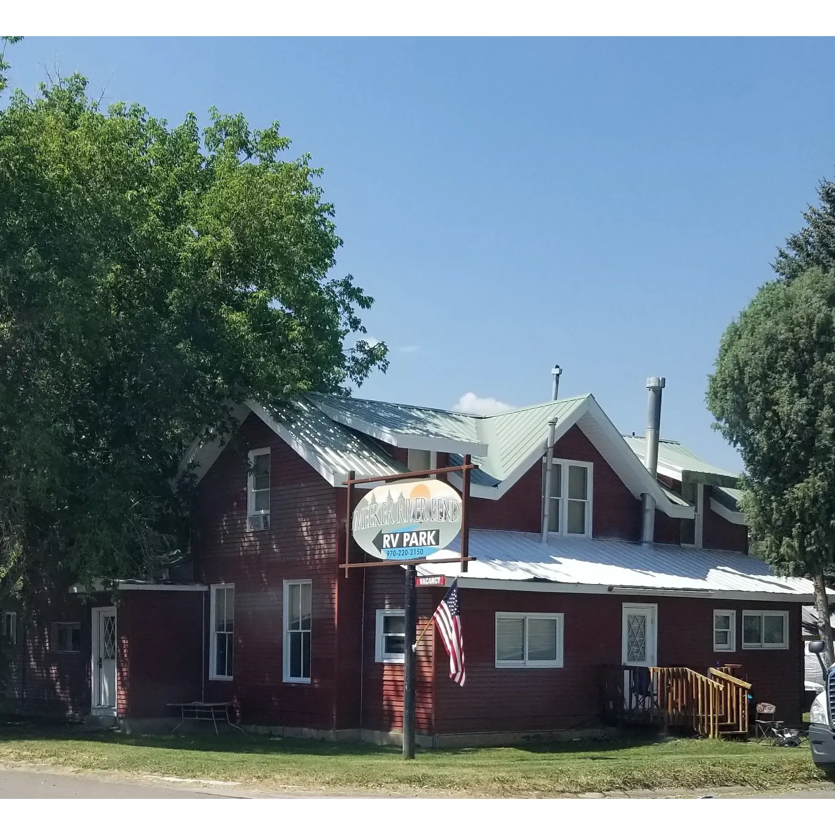 Meeker RiverBend RV Park is an inviting destination for outdoor enthusiasts and adventure seekers, offering a prime location that serves as the perfect base for activities such as the Wagon Wheel RZR Rally. Guests appreciate the unique benefit of being able to drive their RZRs directly to the trails from the park, highlighting the ease of access to local adventure hotspots. 

The park prides itself on maintaining a clean and welcoming environment, ensuring a pleasant stay for all visitors. Guests have reported feeling secure during their stays, reinforcing the sense of a worry-free retreat. The park's affordability is a charming highlight, providing all the necessary amenities without burdening travelers with high costs.

Surrounded by picturesque nature, Meeker RiverBend RV Park is complemented by beautiful trees that enhance the rustic feel of the camping experience. Although it presents a more self-sufficient model with its no-check-in system, it satisfies guests looking for simplicity and a straightforward stay.

Conveniently close to the White River and the town, Meeker RiverBend RV Park offers an authentic outdoor experience. It is a charming spot for those seeking to immerse themselves in the beauty of the area and enjoy the region's recreational opportunities. Description by ChatGPT.