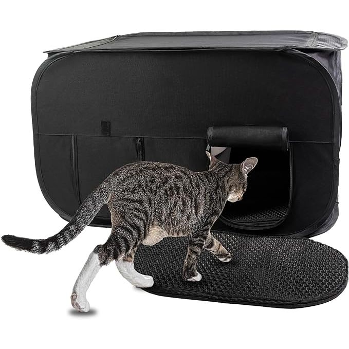 Keep your home looking sleek and tidy with this hidden cat litter enclosure, designed to keep your feline friend's litterbox out of sight. The waterproof material makes for easy cleaning, ensuring that your home stays clean and fresh with minimal effort.