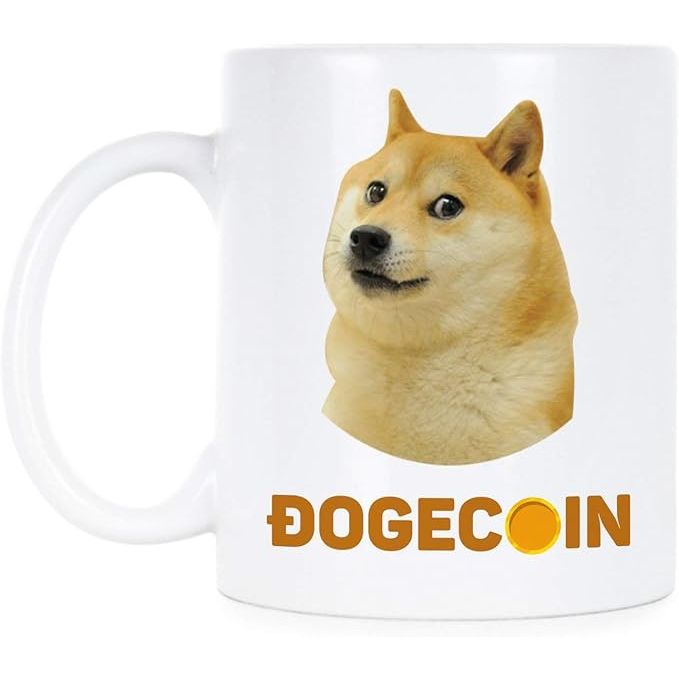 Dogecoin Mug is a cryptocurrency-themed coffee mug featuring the popular Dogecoin logo and design. It is a product created for fans and enthusiasts of Dogecoin, a digital currency known for its Shiba Inu dog logo. The mug is made of high-quality materials and is suitable for holding hot beverages like coffee or tea.