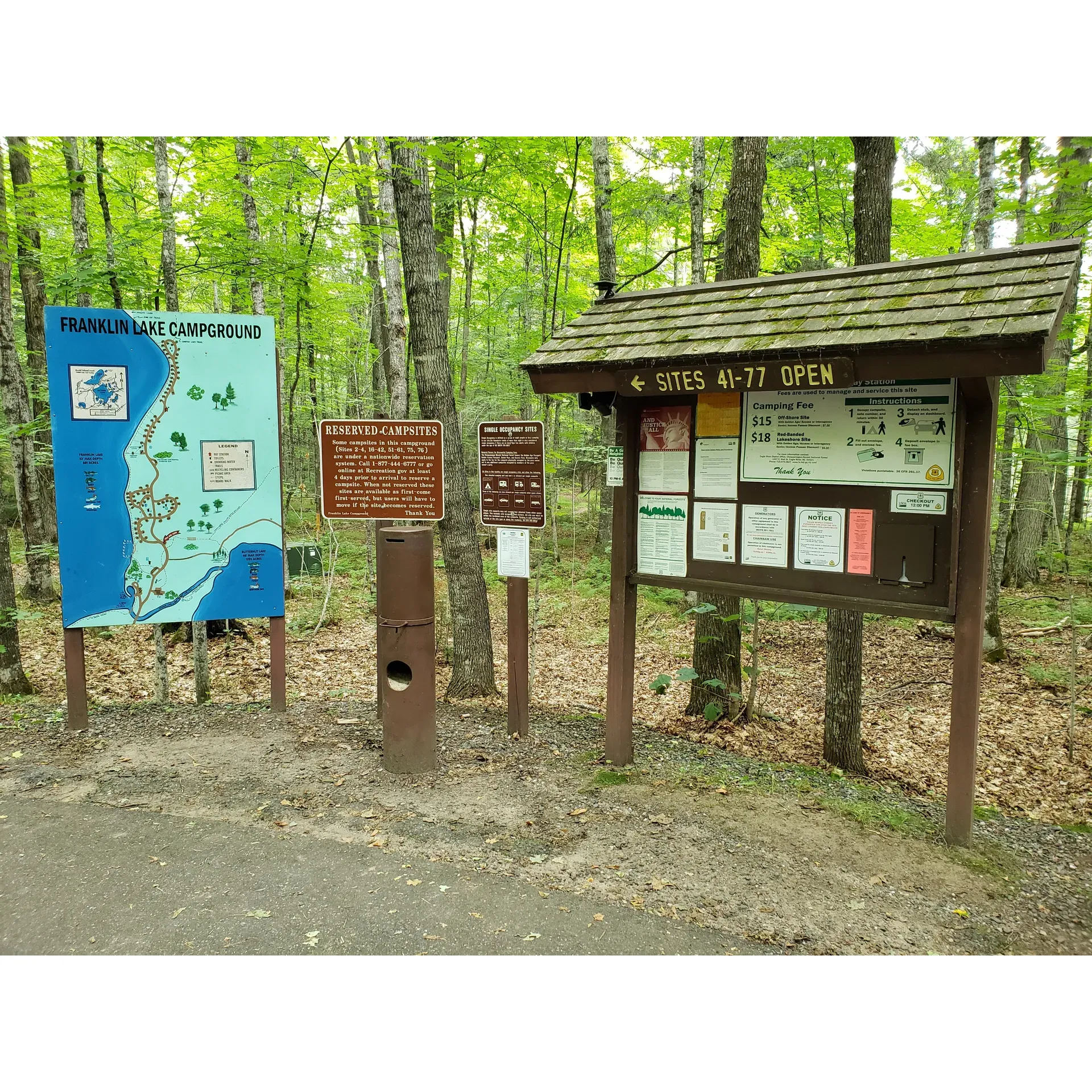 Franklin Lake Campground emerges as a serene lakeside retreat, offering visitors an idyllic escape into the tranquility of nature. Boasting well-maintained campsites, each with individual pathways leading down to the inviting waters, the campground provides a sublime setting for a myriad of aquatic activities. It is an exceptional spot for enthusiasts looking to kayak across the crystal-smooth lake, swim in its refreshing embrace, or try their luck at fishing.

With a cost-effective nightly rate, guests can enjoy the pristine environment without worrying about expense. The campgrounds are meticulously kept, ensuring a clean and peaceful stay, harmonizing with the desires of those seeking respite from their daily hustle.

For those who prefer solitary experiences, the campground can often feel like a private haven, particularly during off-peak times, with the added luxury of being bug-free in certain seasons. Each campsite is afforded a generous partition of trees and lush flora, facilitating a sense of solitude and quiet, while still offering the necessary amenities for campers with varying needs—including those adventurous souls in RVs, and boaters ready to set sail.

Even the most discerning family member is catered for, with modern restroom facilities boasting flushable toilets and electricity—an uncommon comfort in such rustic settings. In addition, a sandy beach along the lake provides the perfect spot for sunbathers and sandcastle builders to while away the hours.

Franklin Lake Campground is also praised for its proximity to other scenic camping options in the area, yet stands out for its balance of nature with thoughtful facilities. It is perceived as the jewel of Wisconsin lakes by devoted visitors, who repeatedly return to bask in its unmatched ambiance and the plethora of enjoyable outdoor experiences it offers. Whether you're arriving with a tent, RV, or just a swimsuit and kayak, Franklin Lake Campground welcomes you to a memorable lakeside adventure. Description by ChatGPT.