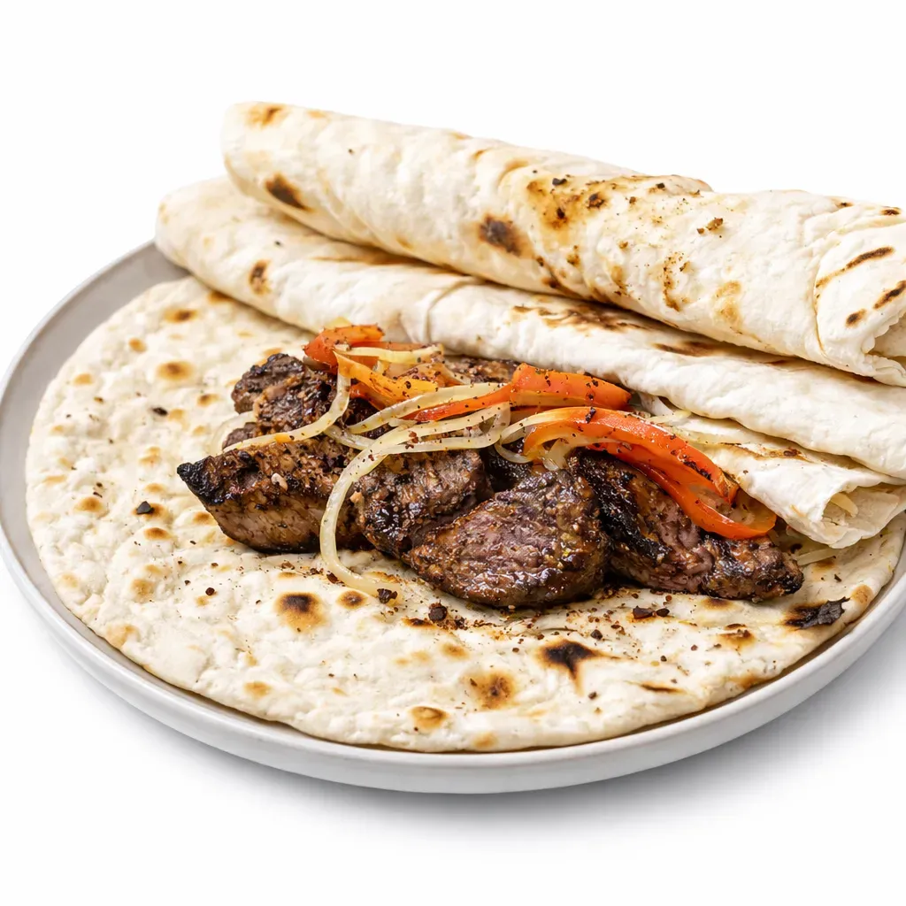 A thin, soft flatbread typically used as a wrap or accompaniment to dishes such as kebabs. This no-yeast recipe is simple, using only three ingredients to deliver authentic flavors with minimal effort.