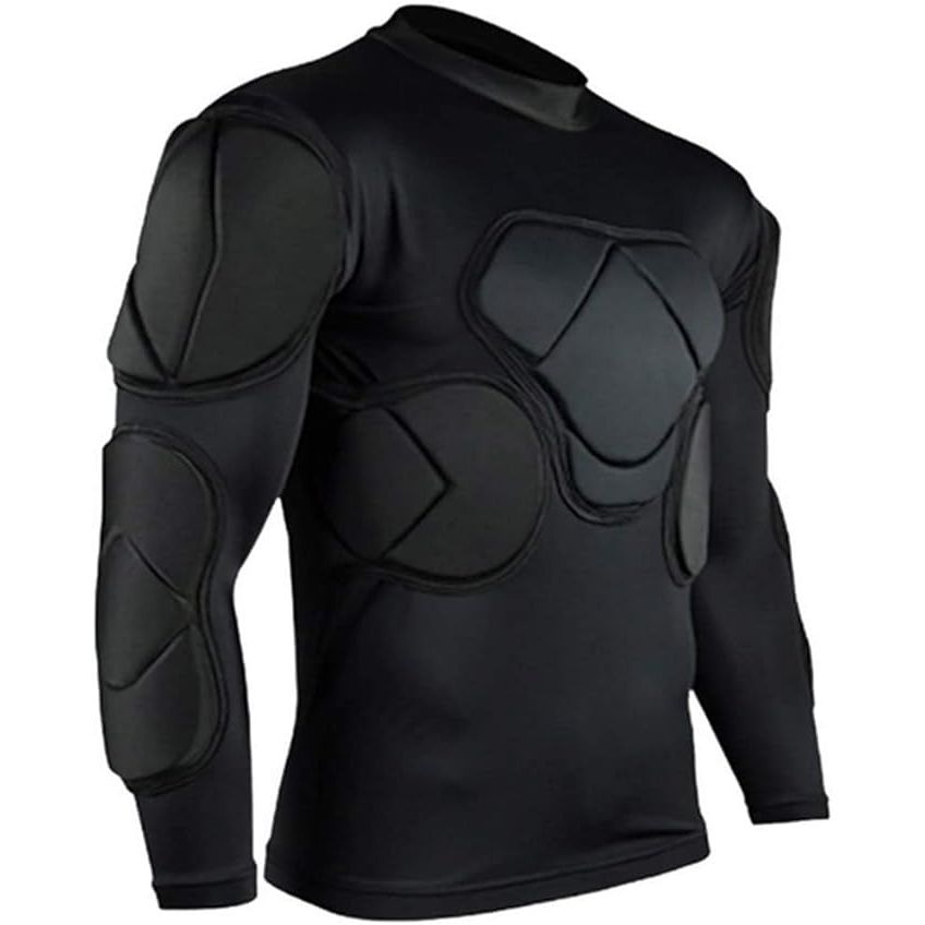 A Men's Goalkeeper Shirt Padded Football Protective Gear is designed to provide extra protection for goalkeepers during training or matches. The padded shirt includes protective padding on the chest, shoulders, and ribs to help absorb impact from shots, falls, or collisions.