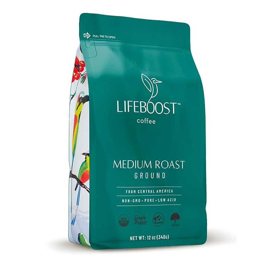 Lifeboost Coffee is a brand known for its premium quality and commitment to organic, low-acid coffee. The Ground Medium Roast Coffee is made from single origin beans from Nicaragua, and is certified USDA Organic and non-GMO.