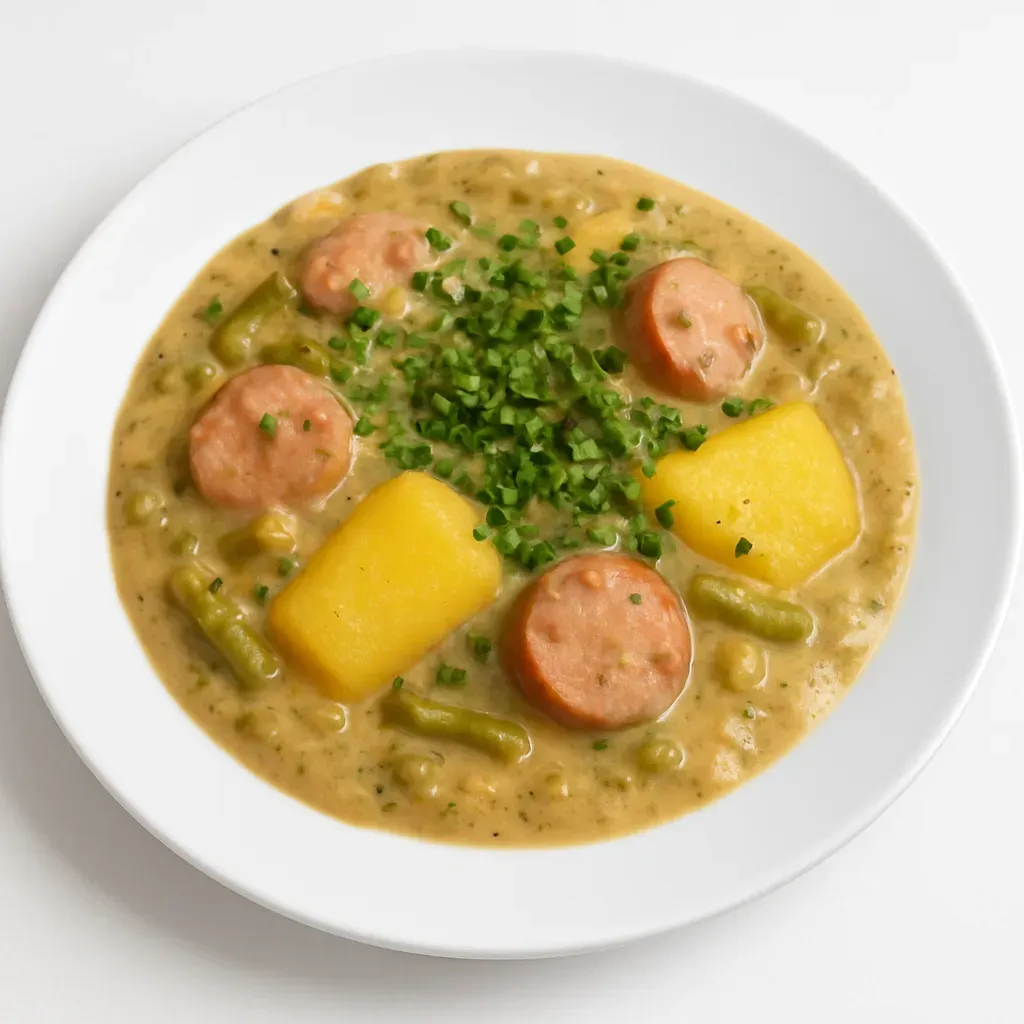 Schnippelbohnensuppe: Green bean soup. image