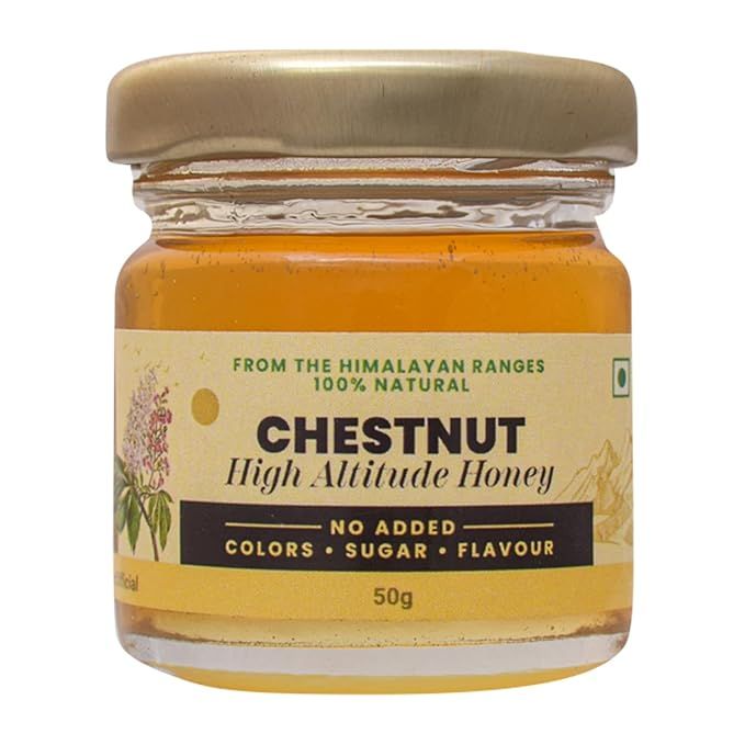 Shiva Organic Chestnut Honey is a pure and natural honey sourced from high altitude Himalayan regions. This honey is harvested from chestnut trees, known for their rich and robust flavor profile. The honey is organic, meaning it is produced without the use of any synthetic pesticides or fertilizers.