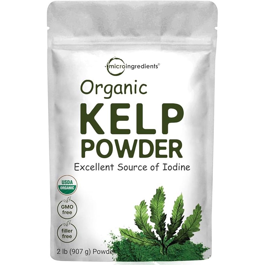 Organic Kelp Powder is a natural dietary supplement sourced from sustainably US-grown Raw Ascophyllum Nodosum. This powdered form of sea vegetable is rich in iodine, which is known for its benefits in supporting thyroid health.