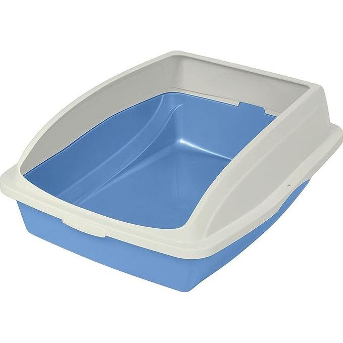 The Van Ness Pets Large High Sided Cat Litter Box with Frame is a blue-colored, durable litter box designed to provide a spacious and comfortable environment for your feline friend. It features high sides to prevent litter scatter and spills, keeping your floors clean and tidy.