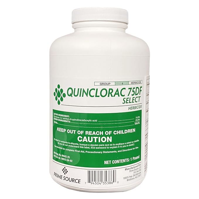 Quinclorac 75 Herbicide is a selective herbicide commonly used to control broadleaf and grassy weeds in turfgrass areas such as golf courses, athletic fields, and residential lawns. It contains 75% active ingredient quinclorac, which works by inhibiting weed growth and disrupting the plant's ability to photosynthesize.