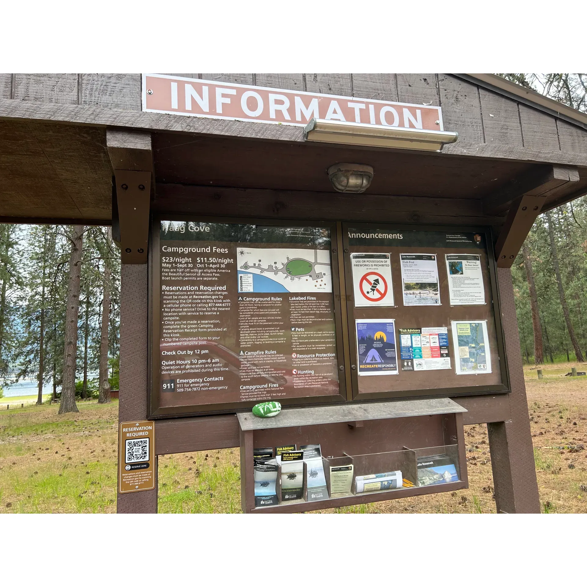 Haag Cove Campground is a preferred oasis for outdoor enthusiasts seeking a serene getaway with picturesque views and ample opportunities for leisure and relaxation. Its well-maintained campgrounds are a testament to its commitment to providing a clean and inviting outdoor experience. The cove, with its warm, shallow waters, presents a delightful playground for guests looking to revel in aquatic activities or simply unwind by the lake's edge.

Fishermen may find the water levels favorable for angling, ensuring their return trips are already on the horizon. While drinking water may need to be brought along, the nearby amenities at Kettle Falls Campground, including a convenient dump and fill station, enhance the camping experience, ensuring all practical needs are within reach.

Haag Cove's intimate scale adds to its charm, offering a small but stunningly scenic environment where nature's beauty can be appreciated with fewer distractions. The camp’s tranquil ambiance is perfect for those who value peacefulness and a quieter camping experience.

With the added reassurance of clearly designated areas for both tents and RVs, campers can settle with confidence, knowing they are in the appropriate spot for their accommodations. Should there be any confusion, the friendly and informative park rangers are on hand to guide guests, even during the late hours, ensuring every visitor is well situated to take full advantage of the beauty and tranquility that Haag Cove Campground offers. Description by ChatGPT.