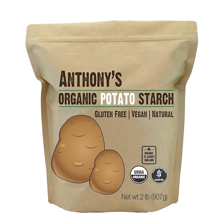 Anthony's Organic Potato Starch is a high-quality, unmodified starch made from organic potatoes. This 2 lb bag is gluten-free, non-GMO, and contains resistant starch, which can provide various health benefits. It is a versatile ingredient that can be used in a wide range of recipes, including baking, cooking, and as a thickening agent.