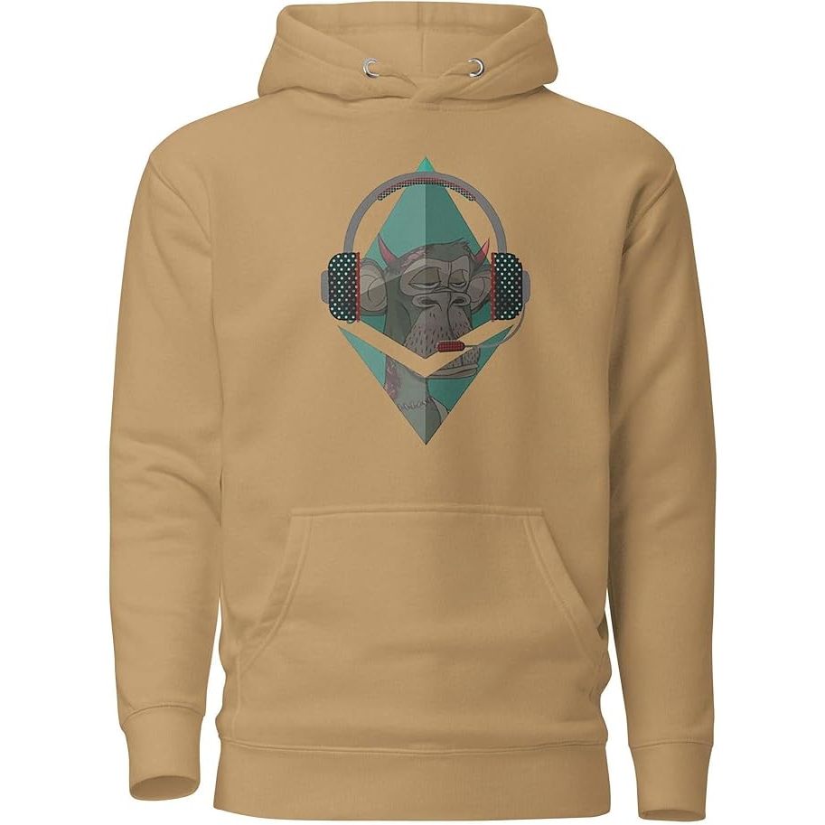 Ethereum Headphones Pullover Hoodie Khaki 3XL image