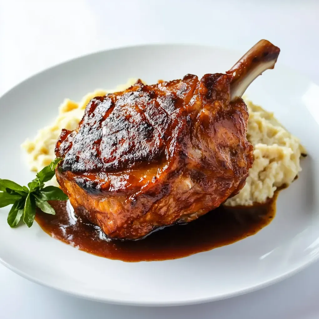 Schweinshaxe, also known as pork knuckle, is a hearty and beloved dish from German cuisine. This dish features a large, meaty pork knuckle that is seasoned with a medley of traditional herbs and spices like caraway seeds, marjoram, and garlic, then slow-roasted until the skin is deliciously crispy, and the meat becomes succulent and tender.