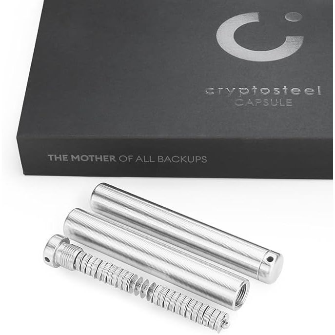 The Save 20% at Checkout Cryptosteel Capsule Duo is a durable and secure solution for storing private keys and passwords related to cryptocurrency assets. Made from stainless steel, the cold wallet provides protection against physical damage, water, fire, and other types of threats.