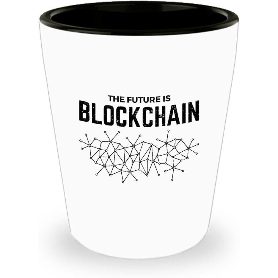 The Future Is Blockchain Shot Glass is a unique 1.5 ounce ceramic cup with a digital currency theme. The shot glass is designed with a sleek and modern look, perfect for serving whiskies, wines, and desserts in style.