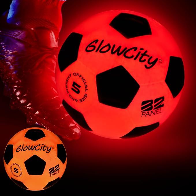 GlowCity Glow in The Dark Soccer Ball is a unique and fun twist on the traditional game of soccer, designed for both indoor and outdoor use. The soccer ball comes with 2 LED lights that make it glow in the dark, adding an exciting element to nighttime games.