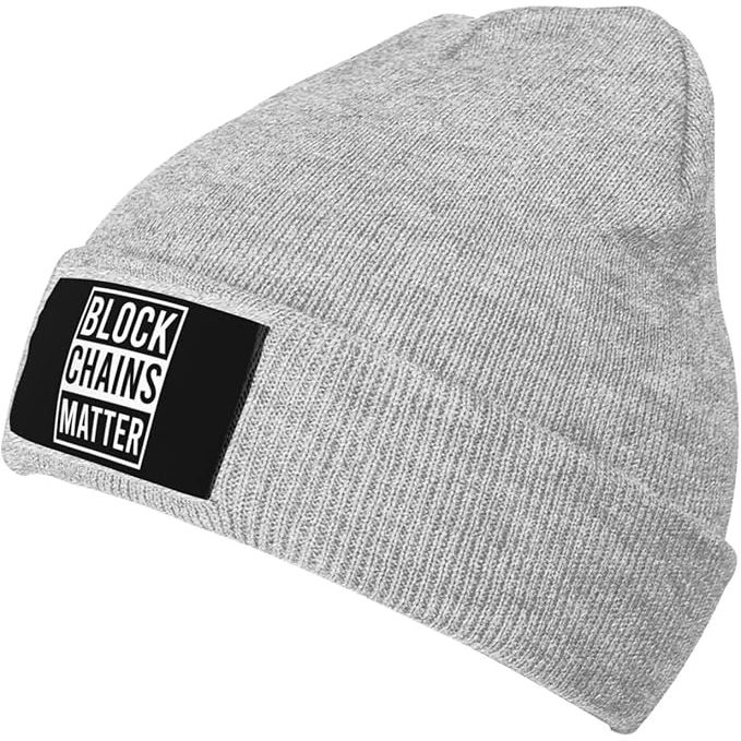 Blockchains Matter Beanie Hat for Women Men Winter Hat Cuffed Knit Skull Cap Warm Ski Hats Gray image