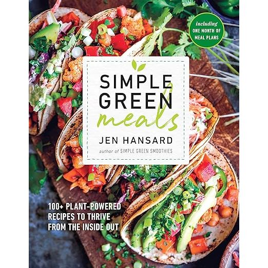 Simple Green Meals: 100+ Plant-Powered Recipes to Thrive from the Inside Out is a cookbook authored by Jen Hansard. The book offers a collection of over 100 plant-based recipes designed to help readers incorporate more fruits and vegetables into their diets.