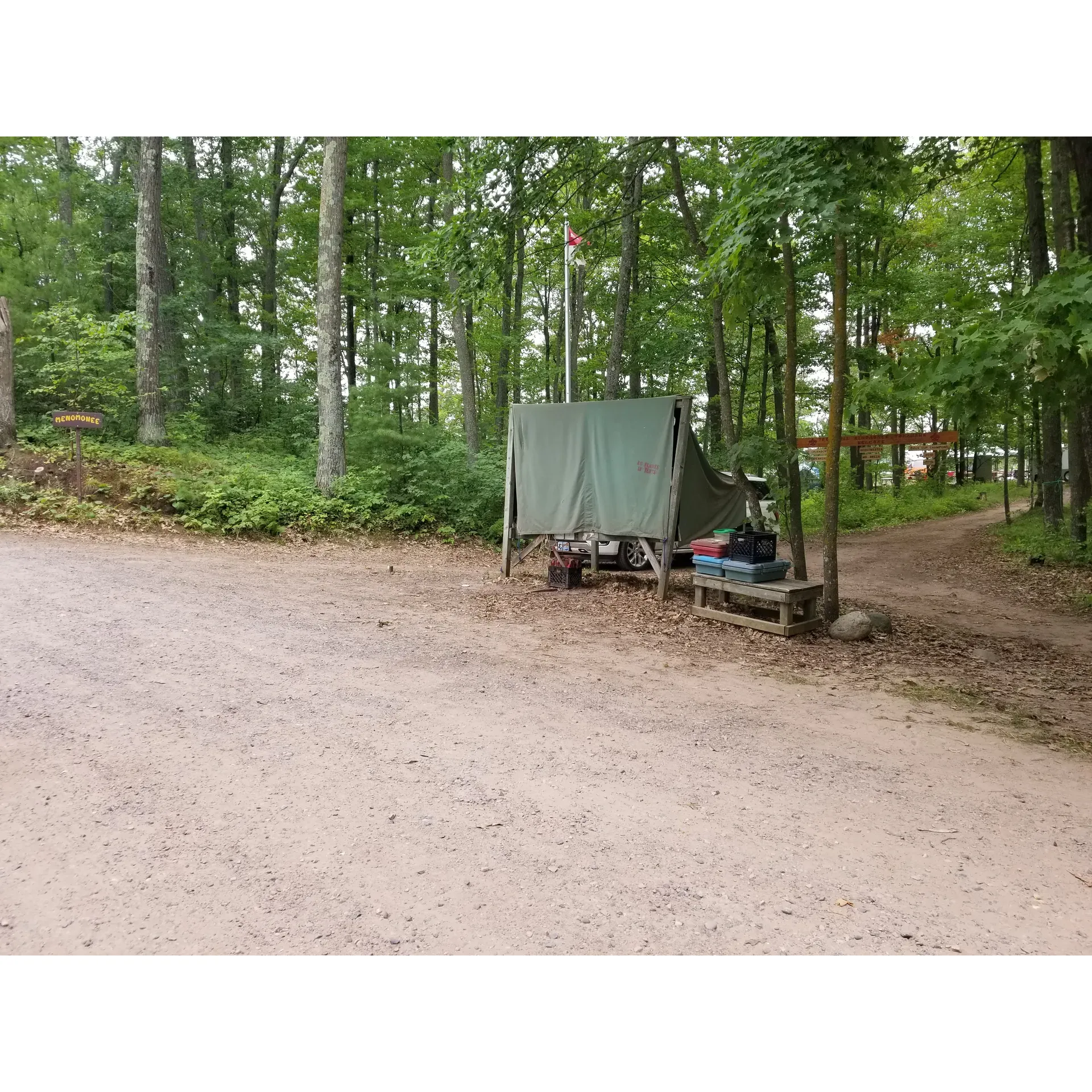 Menomonee Campsite, a beloved destination for outdoor enthusiasts, offers a picturesque setting that captures the heart of nature's splendor. With a legacy spanning over a decade, it stands as a testament to timeless enjoyment and outdoor tradition. Visitors, many of whom return year after year, are greeted by an extraordinary staff known for their dedication and enthusiasm. These knowledgeable team members ensure that every camper's experience is memorable, providing personalized attention that enhances the overall stay.

The campsite is renowned for its excellent scout program, which is brimming with a diverse range of activities designed to engage and inspire young adventurers. From classic campfires to innovative outdoor challenges, scouts are sure to find excitement and growth with every visit. The well-planned events and activities capture the imagination, foster camaraderies, and instill a love for the great outdoors.

Menomonee Campsite is not just a place to pitch a tent; it's a cherished location where memories are made. The combination of an inviting atmosphere, exceptional staff, and a beautiful natural backdrop makes it the go-to destination for those looking to experience the best of outdoor recreation. Already a staple in many camping traditions, Menomonee continues to be a home away from home for campers who are eagerly planning their next adventure under the open skies. Description by ChatGPT.