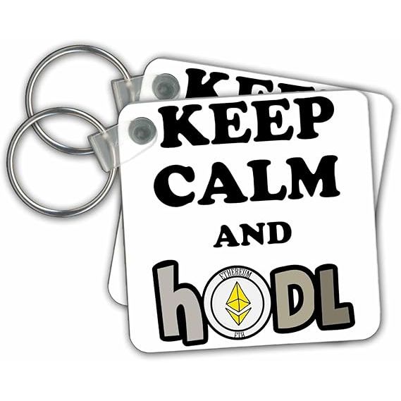 3dRose Cute and Funny Keep Calm and HODL Ethereum Cryptocurrency Keychain (kc-355064-1) image