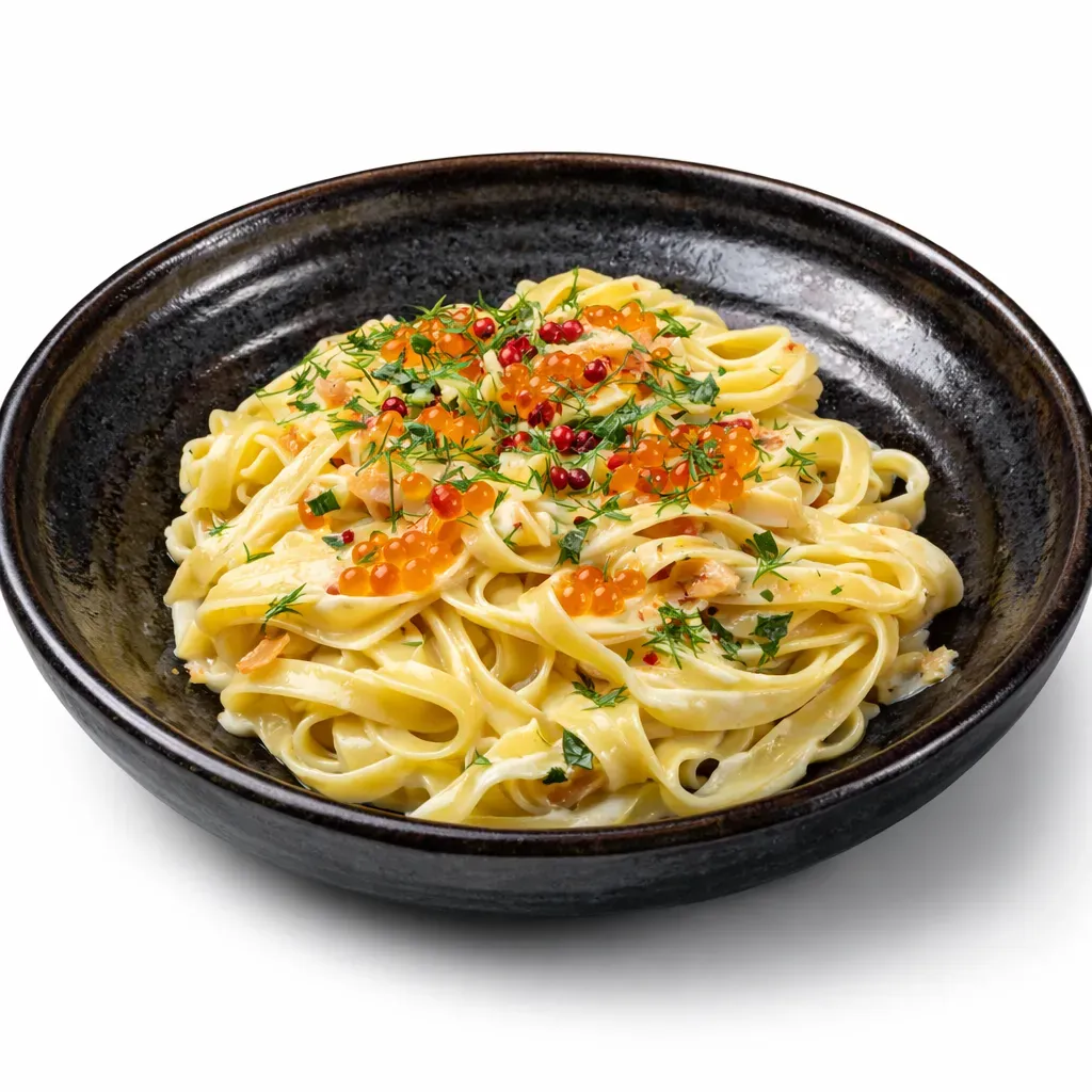 Indulge in a taste of Alsace with this exquisite, yet simple dish that features fine Alsatian tagliatelle enveloped in a creamy sauce made with local smoked trout and the effervescent touch of Crémant d'Alsace.