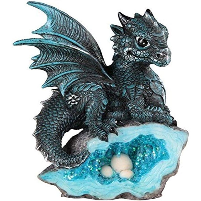 The George S. Chen Imports SS-G-71581 Blue Medieval Baby Dragon with Crystal Egg Nest Decorative Figurine is a charming and whimsical piece of decor that would make a great addition to any fantasy lover's collection. The figurine features a baby dragon nestled in a crystal egg nest, adding a mystical touch to any room.