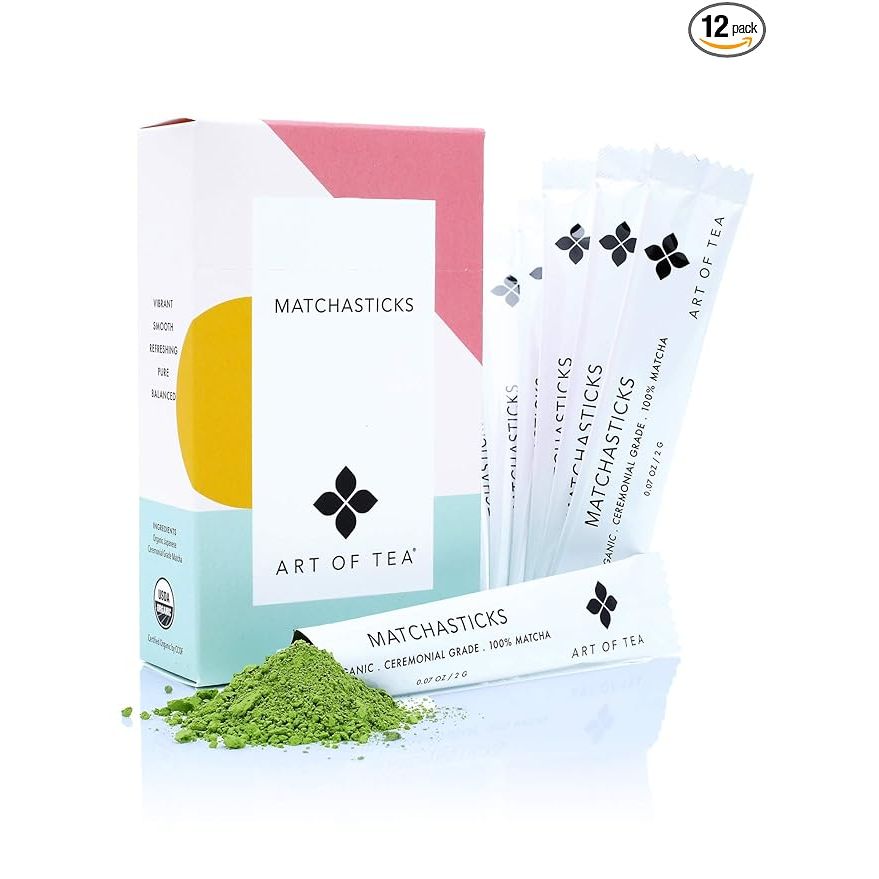 Art of Tea's Matcha sticks are a convenient and simple way to enjoy the traditional Japanese powdered green tea. Each box contains 12 individual servings of high-quality organic Matcha, making it easy to take on-the-go or enjoy at home. The Matcha is sourced from Japan and is known for its vibrant green color and rich, grassy flavor.