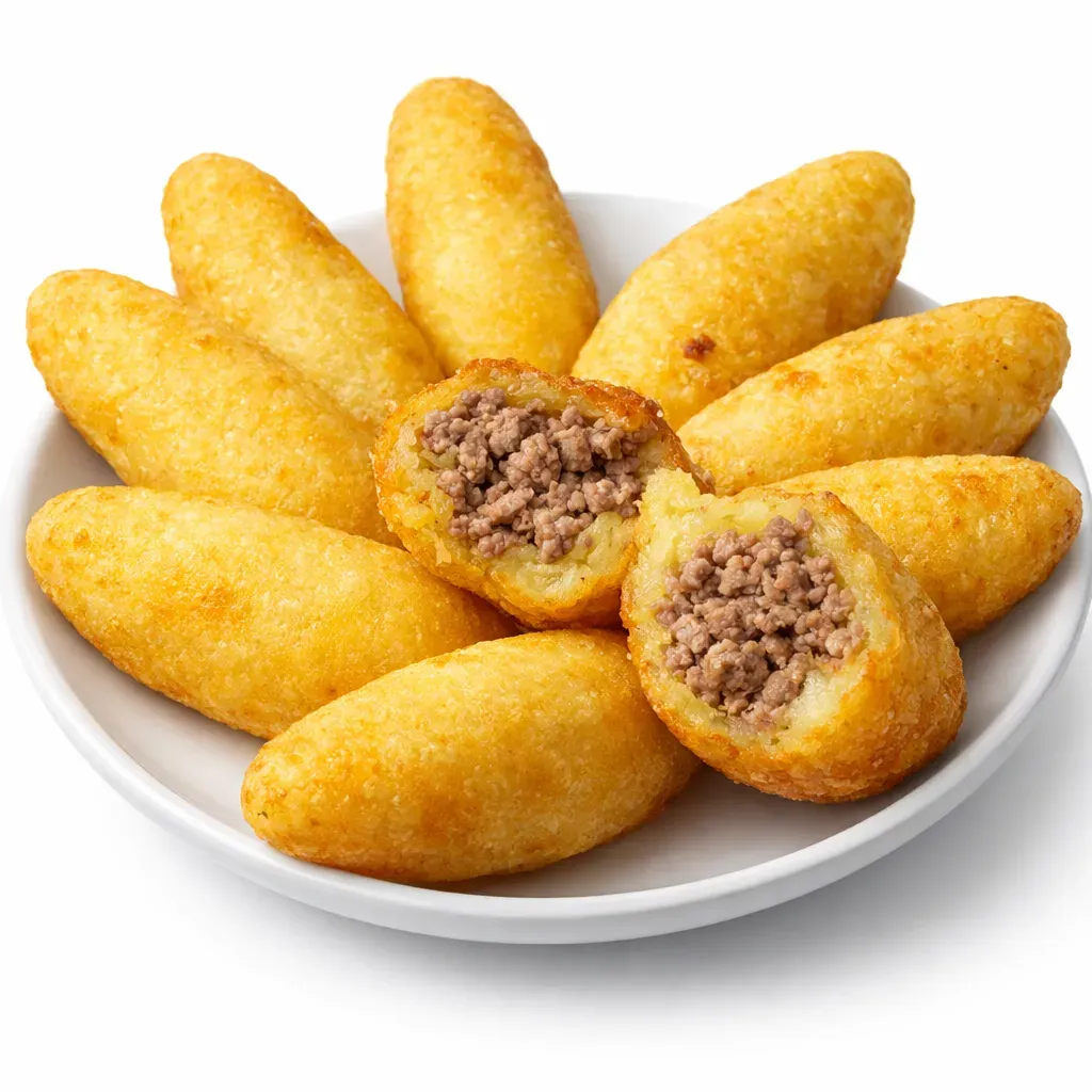 A delicious traditional Colombian snack made from yuca dough filled with savory ground meat and spices, perfect for impressing guests as an appetizer or a snack.