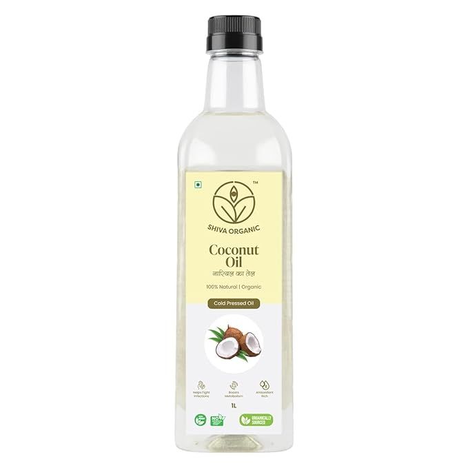 Shiva Organic Cold-Pressed Coconut Oil is a 100% natural and certified organic product that comes in a 1L (33.8 fl oz) bottle. This coconut oil is cold-pressed, which means it is extracted without the use of heat or chemicals, preserving its nutrient content and flavor. It can be used for cooking, beauty, and holistic wellness purposes.