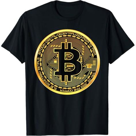 Bitcoin Crypto Currency BTC Block Chain Techie Gold Coin T-Shirt image