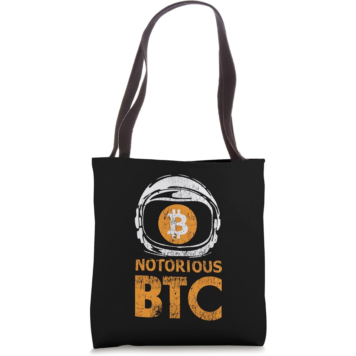 The Notorious BTC Bitcoin Cryptocurrency Blockchain Astronaut Tote Bag is a stylish and functional accessory that showcases a unique design featuring key elements from the world of cryptocurrency and blockchain technology.