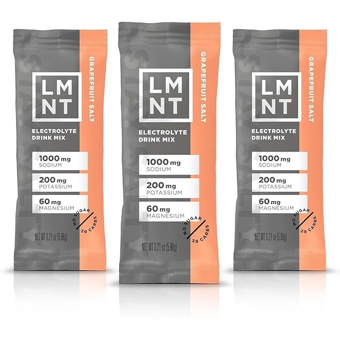 LMNT Zero Sugar Electrolytes - Grapefruit Salt is a powdered drink mix designed to replenish essential electrolytes lost through activities such as exercise, travel, or sweating. Each serving is formulated to deliver a balanced blend of sodium, potassium, and magnesium, which are vital for optimal hydration and body function.