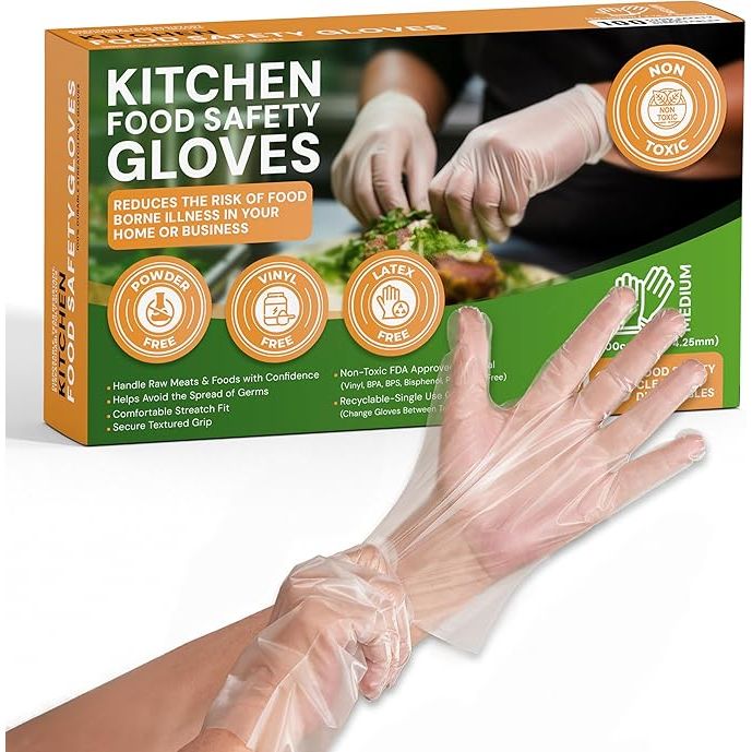 Protospheric Disposable Gloves for Food Prep - Super Poly Kitchen Grade Food Safe Gloves - Perfect for Cooking and Serving image