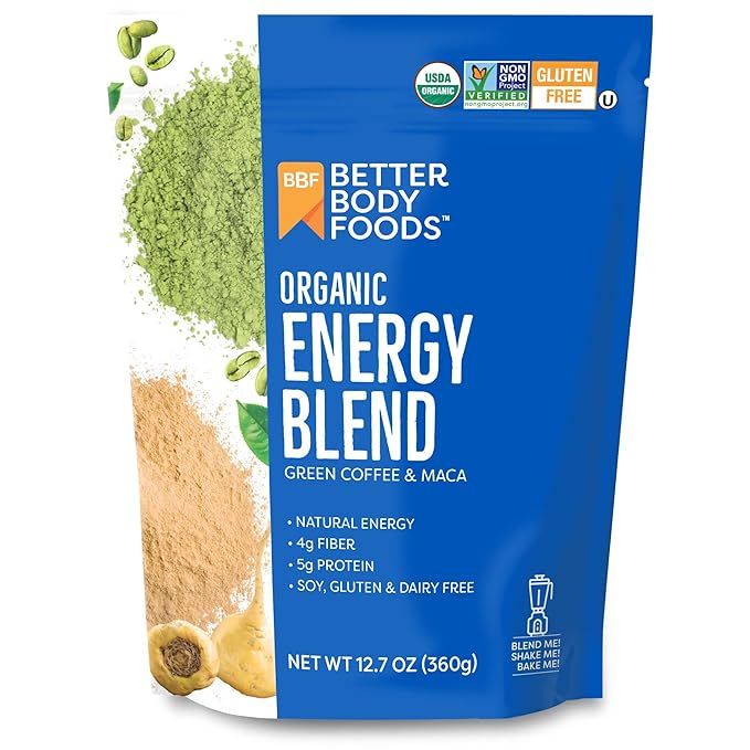 BetterBody Foods Organic Energy Blend is a plant-based natural energy supplement that is gluten-free and non-GMO. This blend contains a mix of organic superfood ingredients such as maca, goji berries, and cacao powder which are known for their energy-boosting properties. This 12.