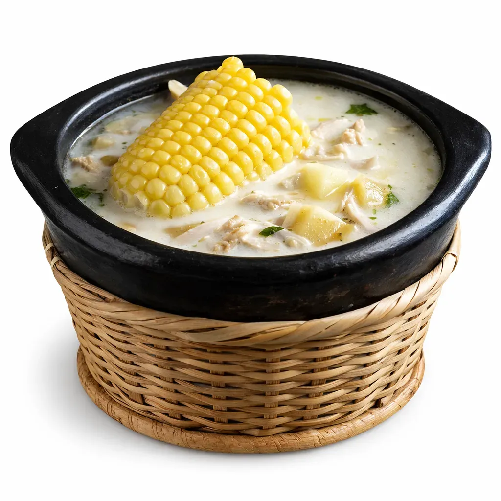A comforting and hearty Colombian soup made with chicken, various potatoes, and flavored with unique herbs, perfect for any occasion.