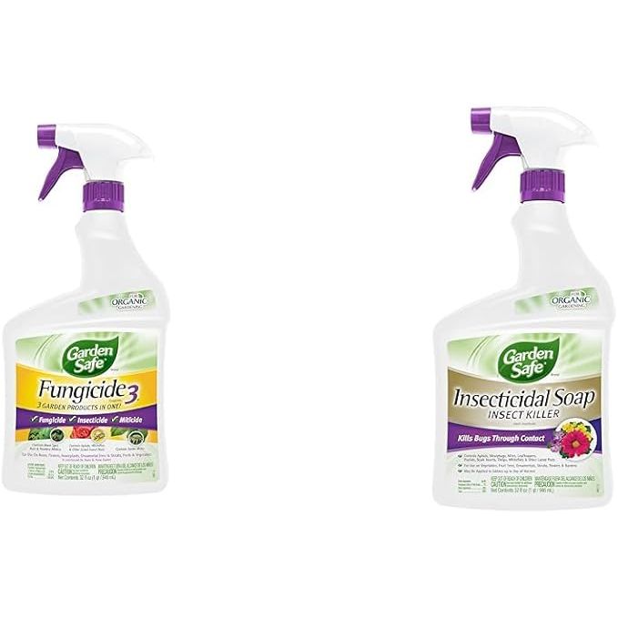 The Garden Safe 32 oz. Fungicide and 32 oz. Insecticidal Soap Ready-to-Use Sprays come in a convenient 2-pack, making it easy to treat both fungal diseases and insect infestations in your garden. The fungicide is formulated to control various fungal diseases, including powdery mildew, black spot, rust, and more.