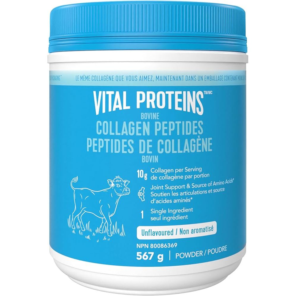 VITAL PROTEINS Bovine Collagen Peptides Powder is a dietary supplement designed to support the formation of collagen and alleviate joint pain associated with osteoarthritis. Collagen is a key structural protein that helps maintain the elasticity and strength of connective tissues, including skin, tendons, ligaments, and bones.